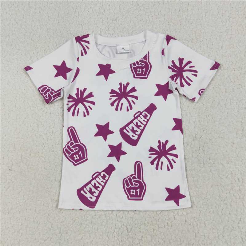 SALES NEW Baby Girls Short Sleeves purple star Tee Shirts cute Tops