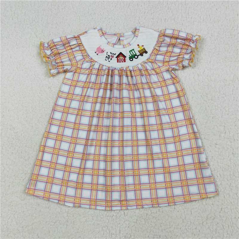 RTS Sibling baby girls clothes smocked embroidery short Sleeve dress and rompers