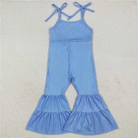 RTS NO MOQ Sibling Baby Girls Colorful Strap Bell Bottom Ribbed Jumpsuits
