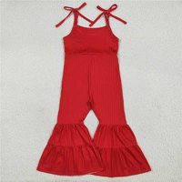 RTS NO MOQ Sibling Baby Girls Colorful Strap Bell Bottom Ribbed Jumpsuits