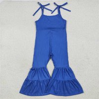 RTS NO MOQ Sibling Baby Girls Colorful Strap Bell Bottom Ribbed Jumpsuits