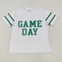 RTS NO MOQ Sibling Baby Girls Game Day Yoga Active Team Tee Shirts Tops