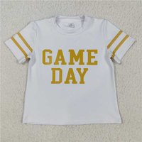 RTS NO MOQ Sibling Baby Girls Game Day Yoga Active Team Tee Shirts Tops