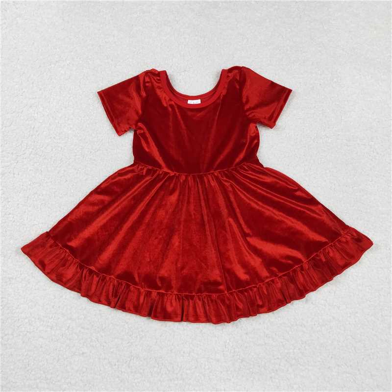 12/18m-7/8t RTS Sibling baby girls boy clothes Christmas red velvet short Sleeve dress and sets