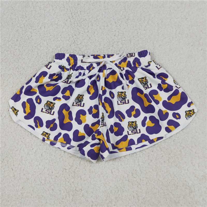 RTS NO MOQ Sibling yoga fabric Baby Girls Leopard Print Butterfly Print Sports Yoga Shorts