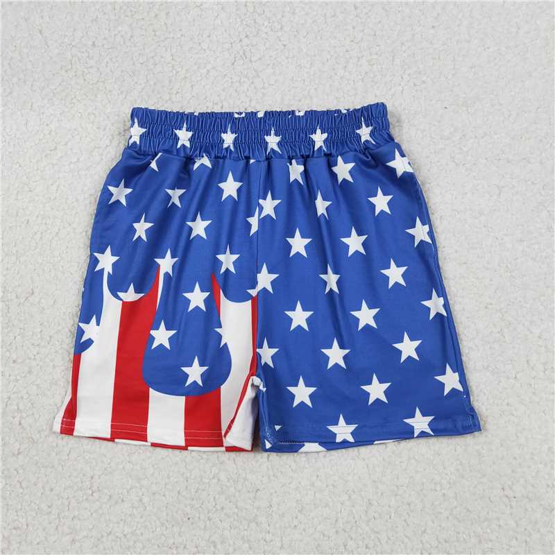 RTS NO MOQ milk silk BSSO2040（BT1741+SS0861） Baby Boys Short Sleeve Stars Stripe Top Short 4th of July Clothes Set