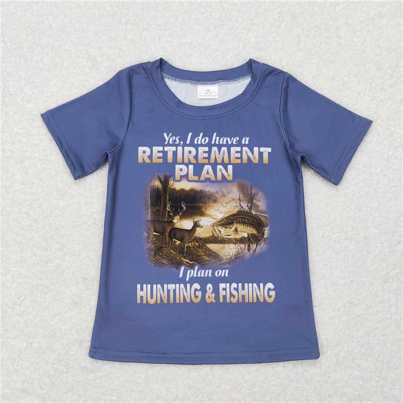 RTS NO MOQ Sibling Baby Boys hunting elk Print Short Sleeve Tops