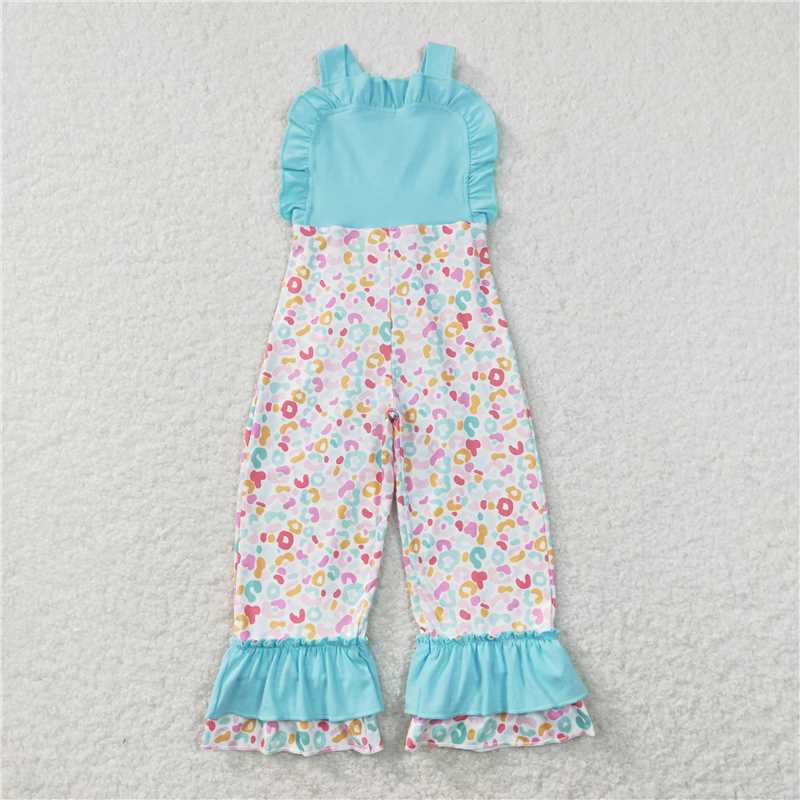 RTS NO MOQ SR0964 SR0965 SR0963 SR0966  Pleated Lace Floral & Leopard Print Overalls