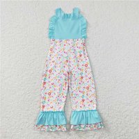 RTS NO MOQ Sibling Baby Girls Leopard Flowers Straps Ruffle Pants Summer Spring Jumpsuits