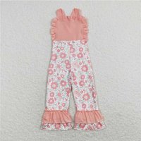 RTS NO MOQ Sibling Baby Girls Leopard Flowers Straps Ruffle Pants Summer Spring Jumpsuits