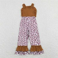 RTS NO MOQ Sibling Baby Girls Leopard Flowers Straps Ruffle Pants Summer Spring Jumpsuits