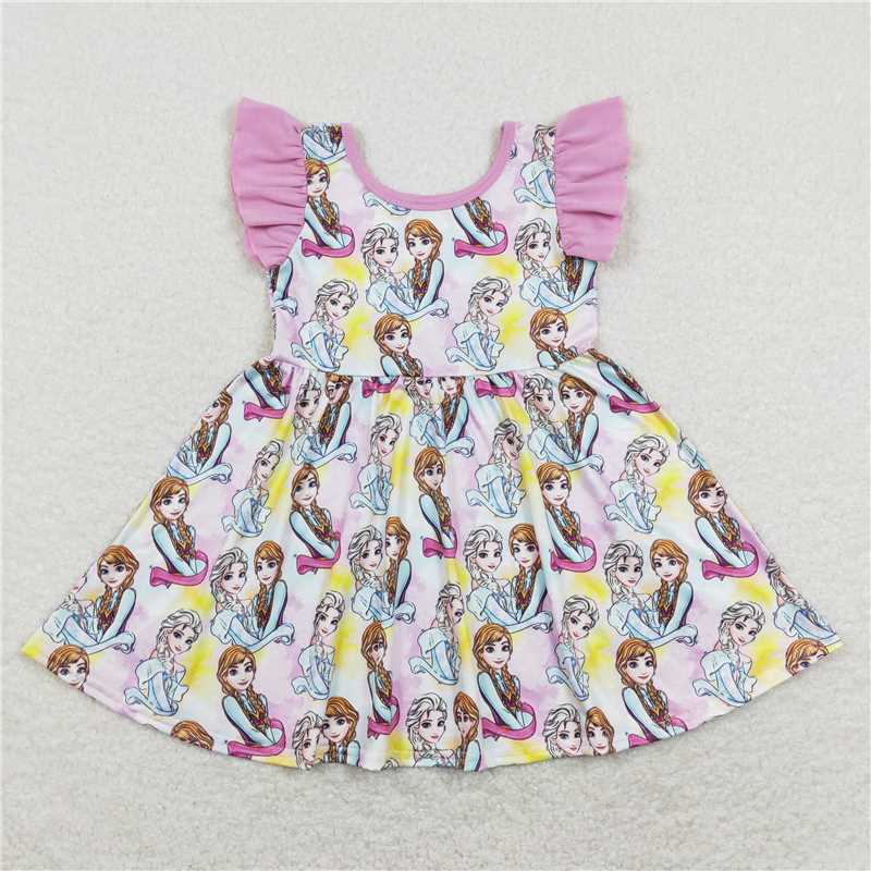 Cute Clothes  GSD0762 Summer Pink Flutter Sleeve Dress for Baby Girl