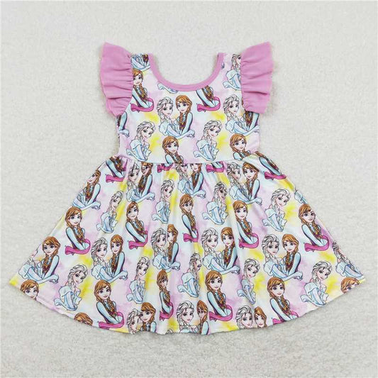 Cute Clothes  GSD0762 Summer Pink Flutter Sleeve Dress for Baby Girl