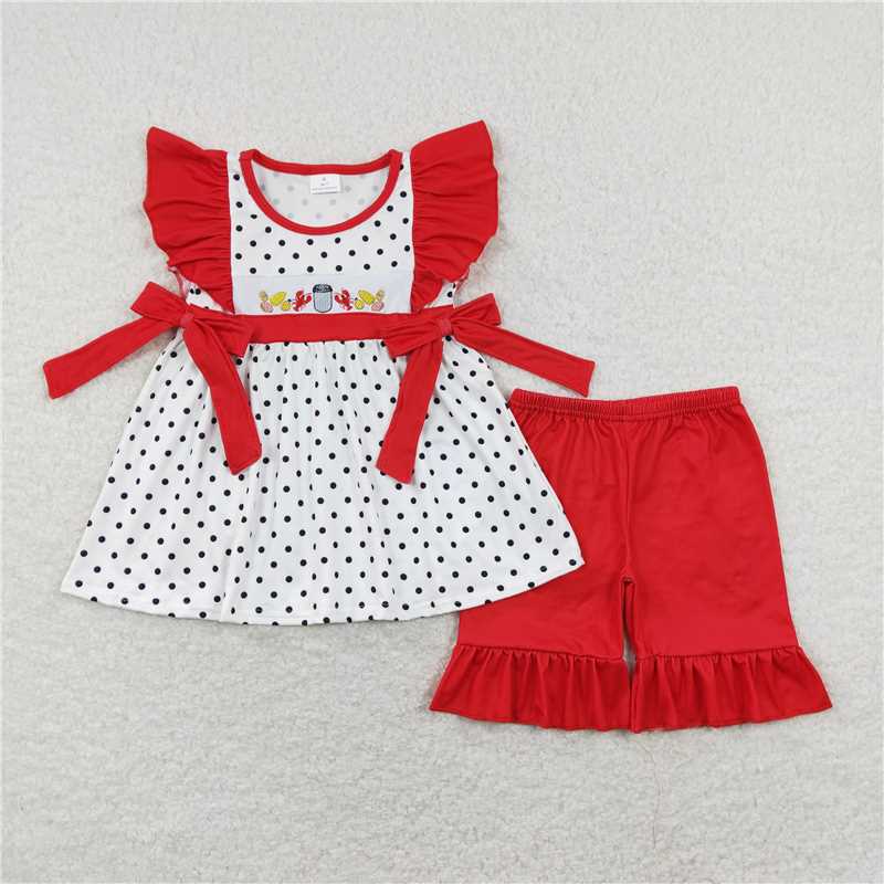 RTS NO MOQ Baby girl clothes Short Sleeve shorts Suit