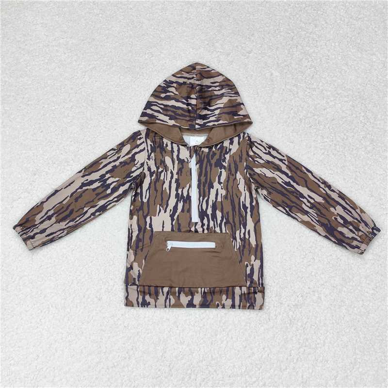 RTS NO MOQ Sibling baby boy clothes Camouflage Zip-Up Hooded Jacket: Purple & Brown