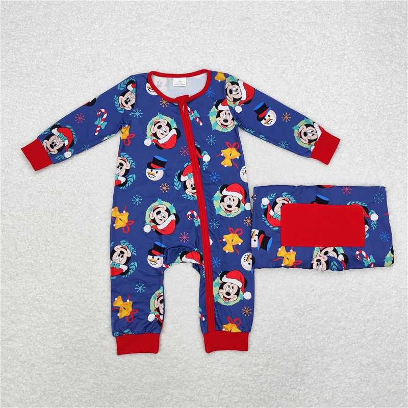 RTS NO MOQ bamboo fabric BLP0689 Christmas  navy blue long-sleeved trousers pajamas set