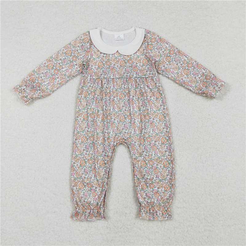 RTS NO MOQ LR0943 LR1263 LR1238 Waist-hugging baby collar long romper