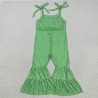 RTS NO MOQ Sibling Baby Girls Colorful Strap Bell Bottom Ribbed Jumpsuits