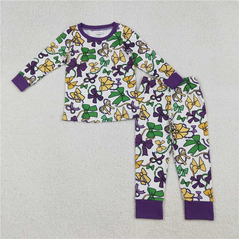 12/18m-7/8t RTS NO MOQ Sibling Baby boys girl clothes mardi gras long sleeve pants sets