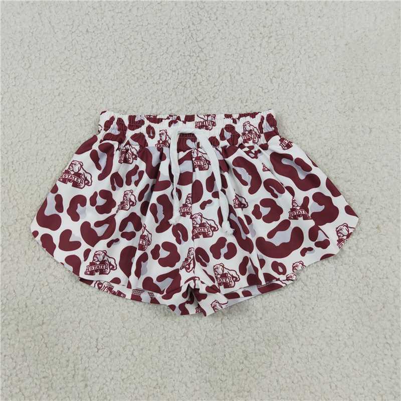 RTS NO MOQ Sibling yoga fabric Baby Girls Leopard Print Butterfly Print Sports Yoga Shorts