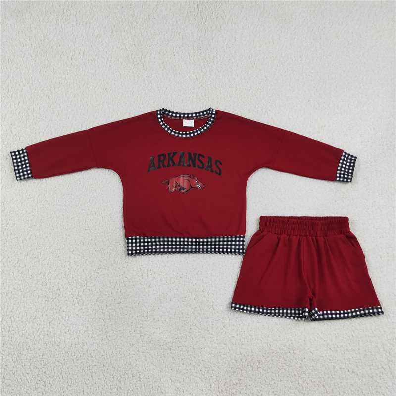 RTS NO MOQ Sibling milk silk Baby Girls Letter Print Long Sleeve Top Shorts Casual Team Set