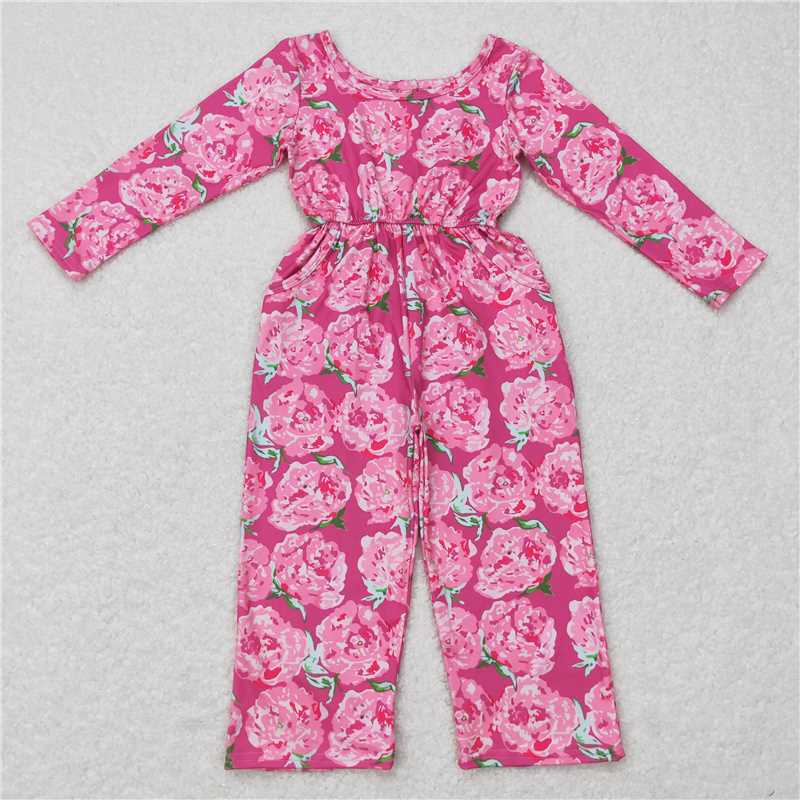 RTS NO MOQ LR1839 LR1840 LR1139 LR0716 LR0715  Children's waist long jumpsuit: floral-leopard-checkered