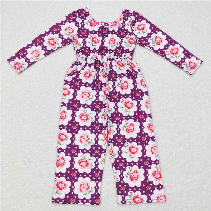 RTS NO MOQ LR1839 LR1840 LR1139 LR0716 LR0715  Children's waist long jumpsuit: floral-leopard-checkered