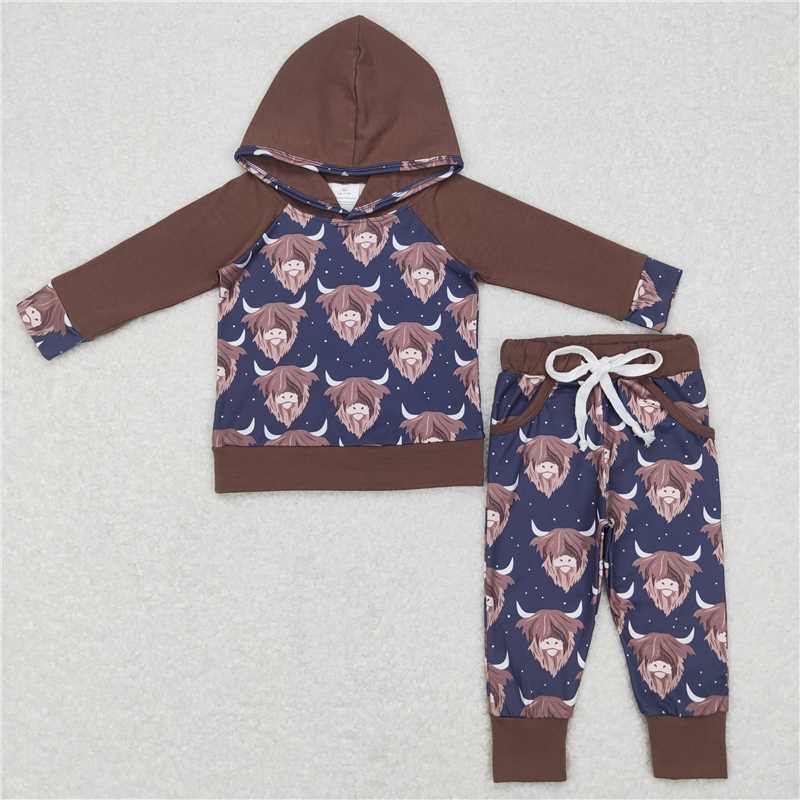 RTS NO MOQ Sibling Baby boys clothes hooded Long Sleeve Pants Sets
