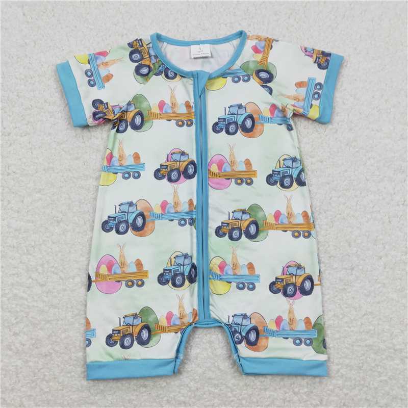 RTS NO MOQ BSPO0300 SR0883 BL0117 Blue coupe pattern short-sleeved zip-up romper & short-sleeved long pants set & baby blanket