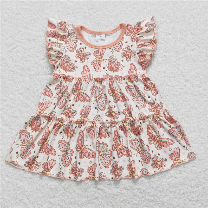 SALES NEW Baby Girls' Butterfly Flutter Sleeve Tunic Tops Cute And Fashionable Infant Clothing