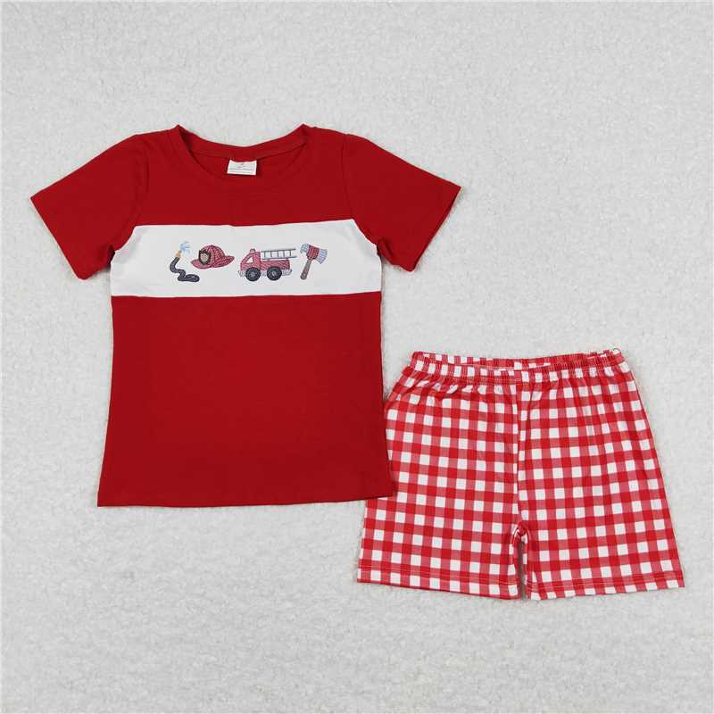 RTS	  Fire Engine Red and White Plaid Lace Slip Dress Sibling Sister Clothes