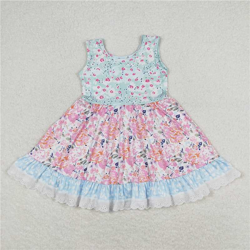 RTS NO MOQ Baby Girl Clothes flower Short-sleeved dress