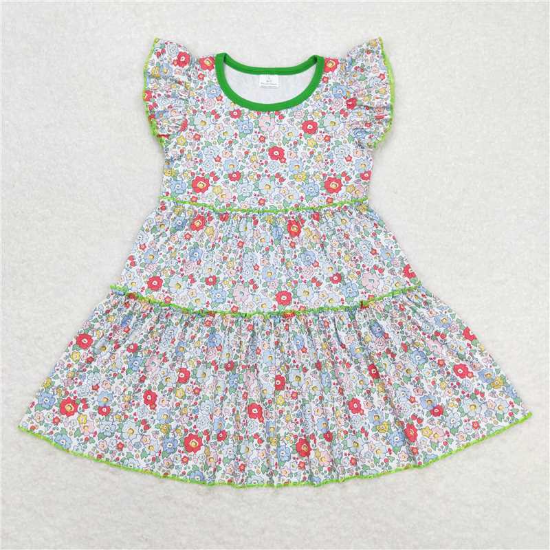 RTS NO MOQ Baby Girl Clothes flower Short-sleeved dress