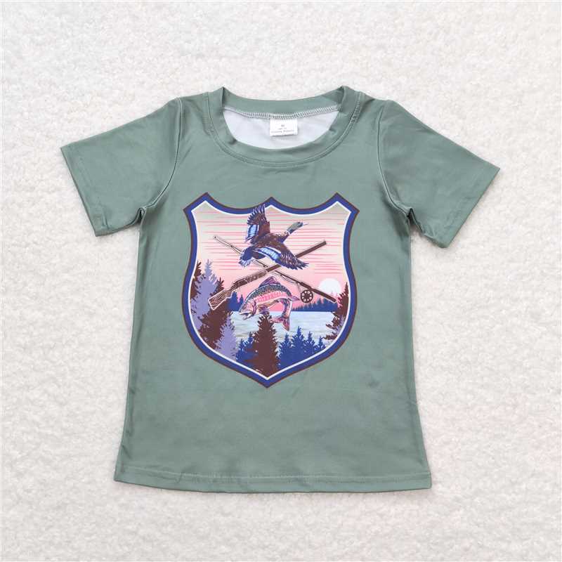 RTS NO MOQ Camouflage Duck Fishing Hunting Boys Series boys summer t-shirts