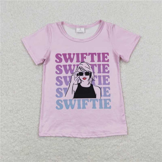 SALES NEW Baby Girls Pink Short Sleeve Tee Shirt Singer Tops Little Girl's Casual Cotton T-Shirt Pink Outfit for Infants