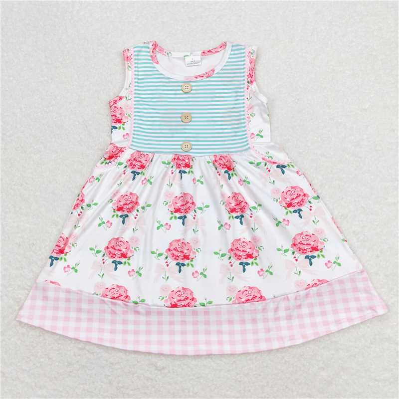 RTS NO MOQ Baby Girl Clothes flower Short-sleeved dress