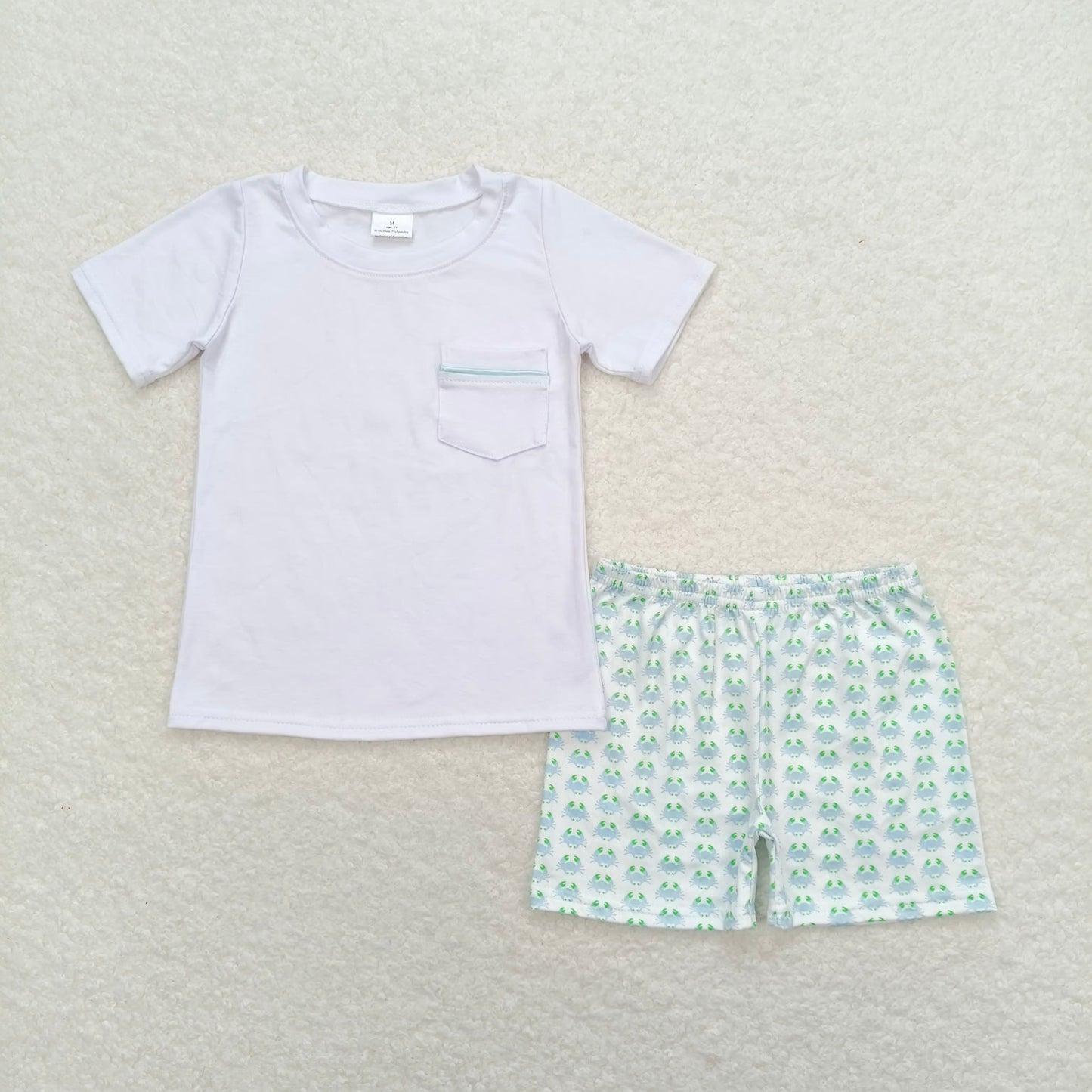 RTS Crab Lace White Sleeveless Shorts Set match pics sets