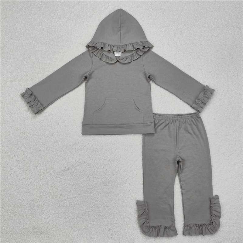 RTS NO MOQ Sibling Baby Girl clothes cotton hoodedTop Bell Pants Clothes Sets