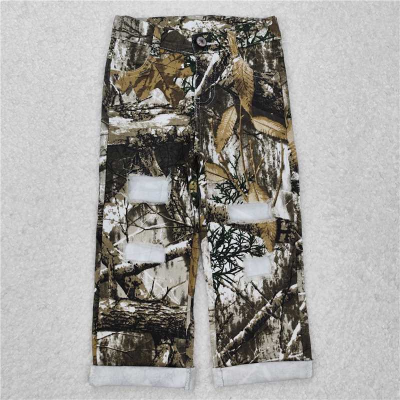 RTS NO MOQ Sibling Baby Girls boy Clothes summer camouflage Jeans: Flared & Ripped