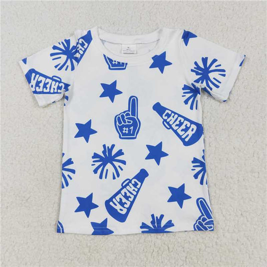 SALES NEW Baby Girls Blue Fireworks And Stars Pullover Tee Shirts Soft Cotton Tops for Little Ones