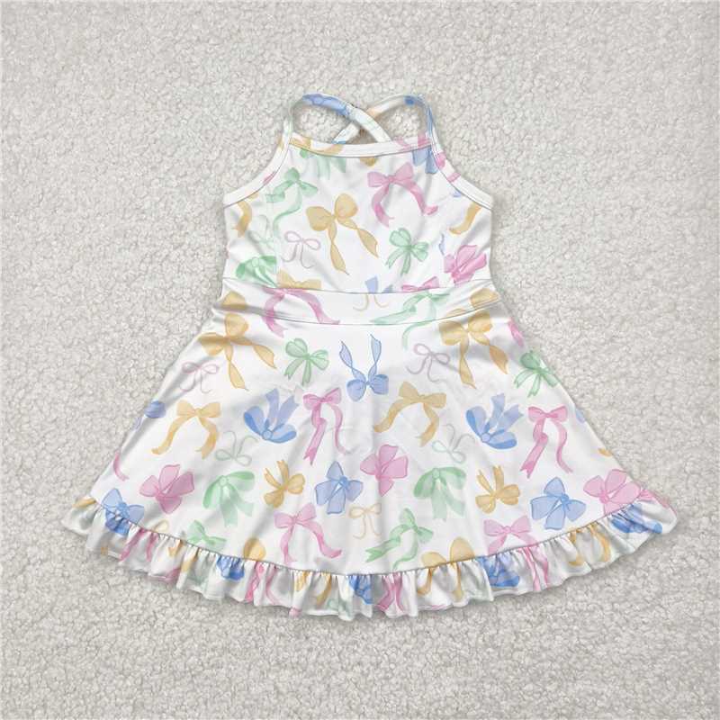 RTS NO MOQ Sibling yoga fabric Baby Girls clothes yoga floral skirt sets