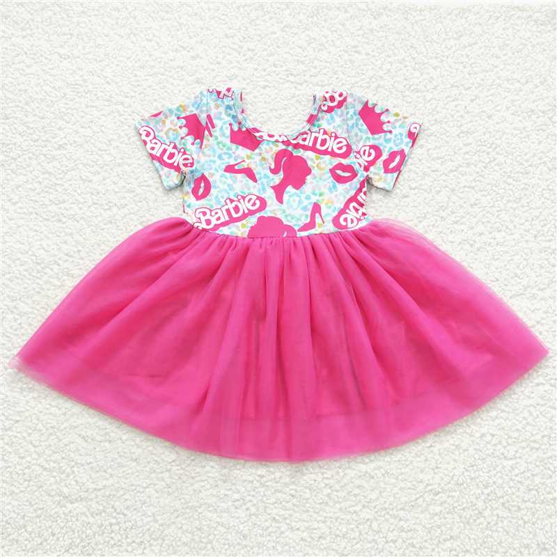 Cute Clothes	 GSD0462 Baby Girl's Sheer Fuchsia Short-Sleeved Dress Cute And Fashionable Infant Outfit