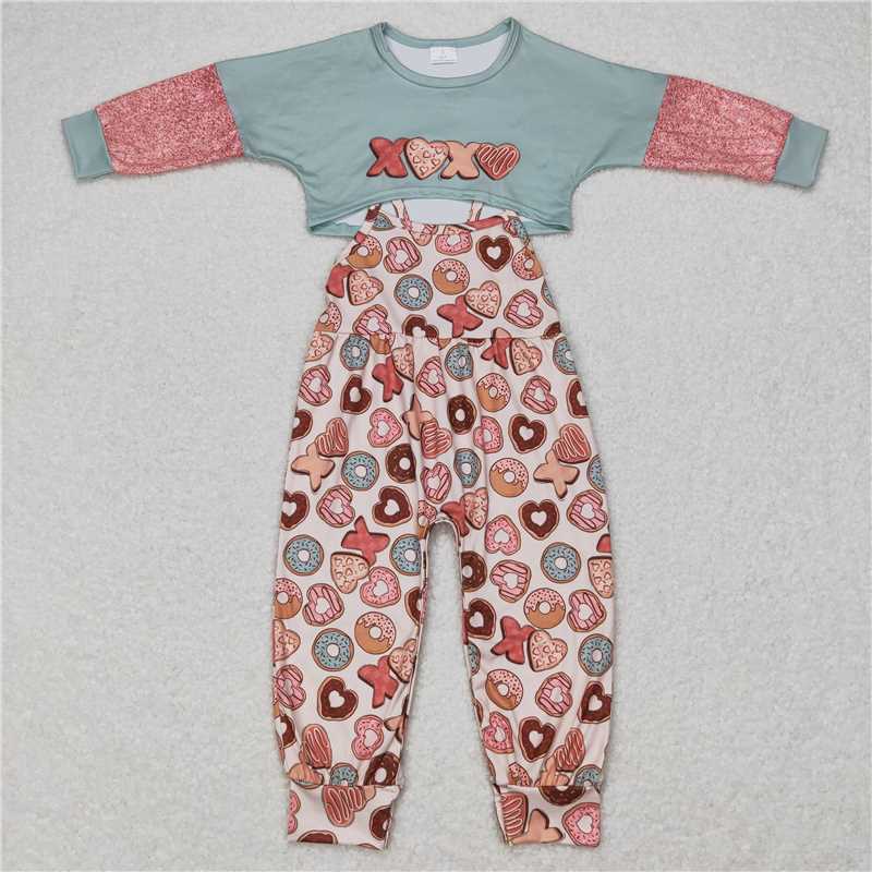 RTS NO MOQ reindeer deer champagne long-sleeved pink trousers suit