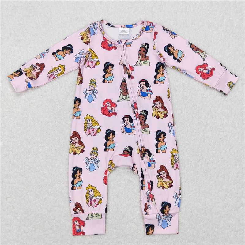 Cute Clothes LR0800 Baby Infant Girls Long Sleeve Pink Zip Rompers