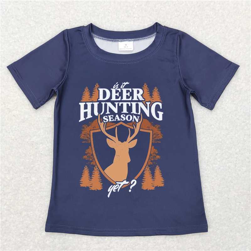 RTS NO MOQ Sibling Baby Boys hunting elk Print Short Sleeve Tops