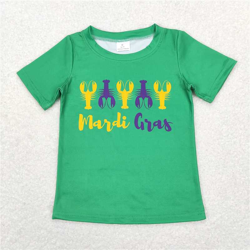 RTS NO MOQ BT0501 BT0502 GT0442 GT0374 Crayfish letter pattern short-sleeved top: green & yellow & purple & white