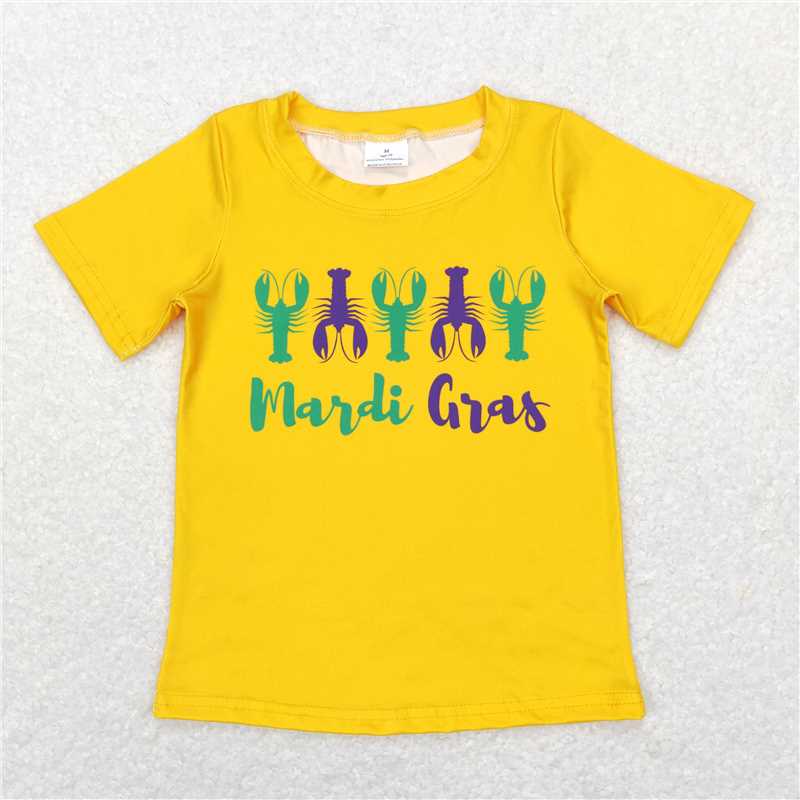 RTS NO MOQ BT0501 BT0502 GT0442 GT0374 Crayfish letter pattern short-sleeved top: green & yellow & purple & white