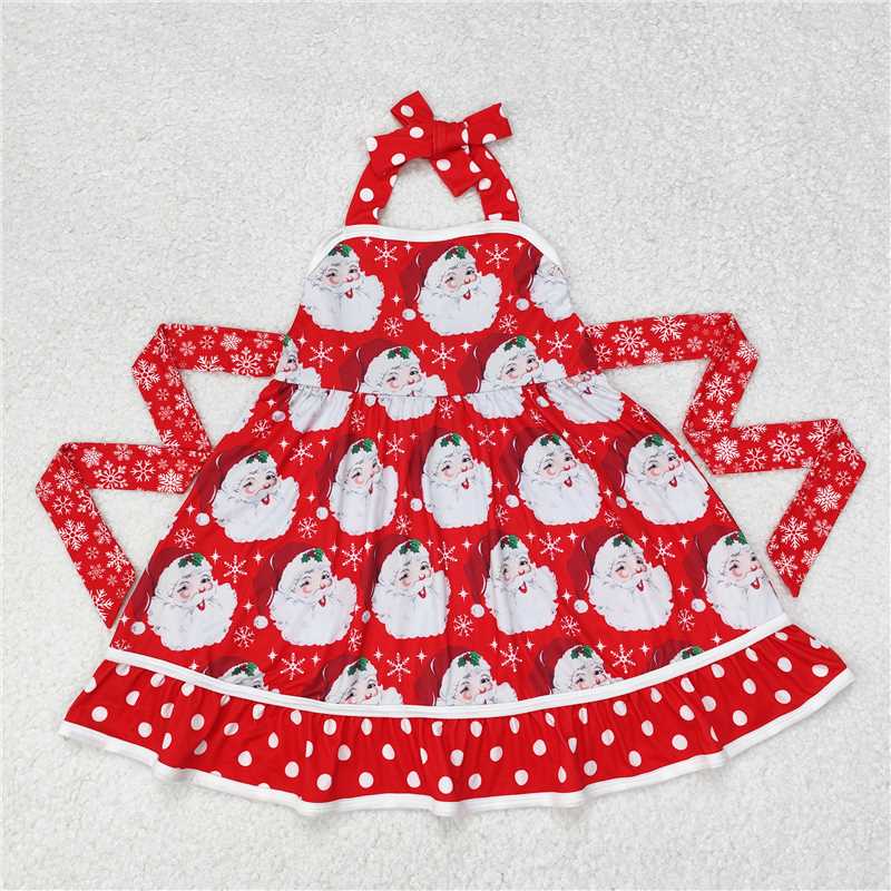 RTS NO MOQ GSD1344 GSD1345 Slip Dress: Santa & Cookie Bear Pattern