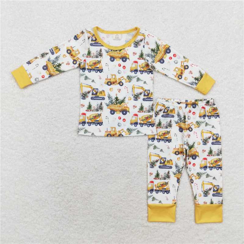 RTS NO MOQ Girls Boys tractor Rompers Pajamas Clothes Sets