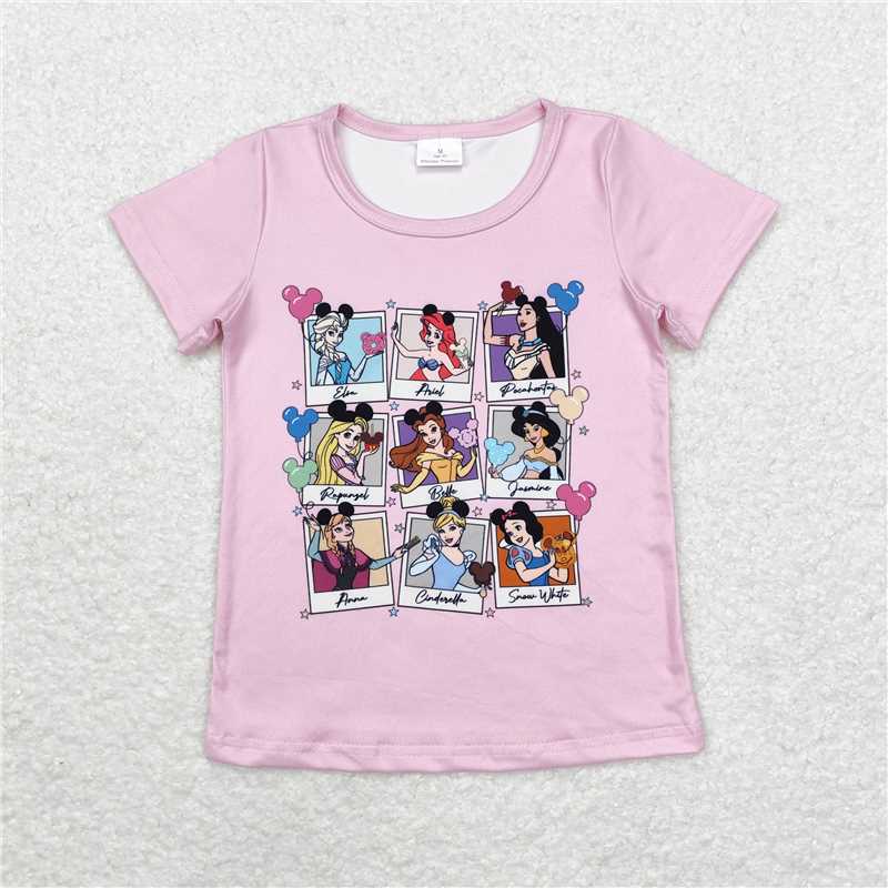 SALES NEW Baby Girls Pink Short Sleeve Tee Shirts Regular Fit Tops for Little Girls